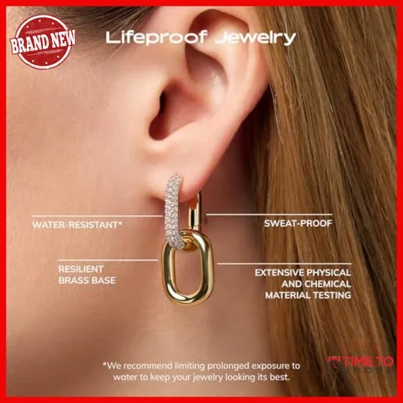 14K Gold Plated Double Hoop Earrings, Lightweight Hypoallergenic Daily Wear